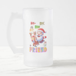 Caneca De Cerveja Vidro Jateado Ho Ho Ho Meu Querido Amigo