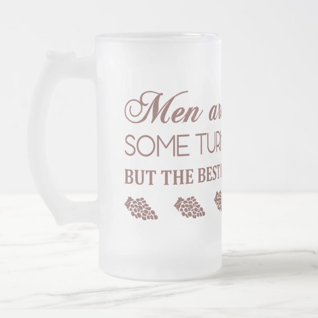 CANECA DE CERVEJA VIDRO JATEADO HOMENS SÃO COMO VINHO... (Esquerda)