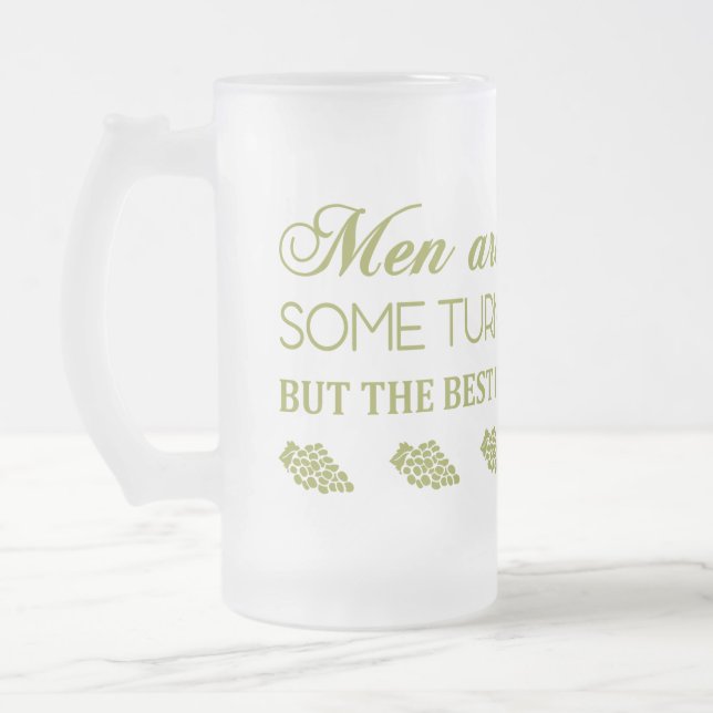 CANECA DE CERVEJA VIDRO JATEADO HOMENS SÃO COMO VINHO... (Esquerda)