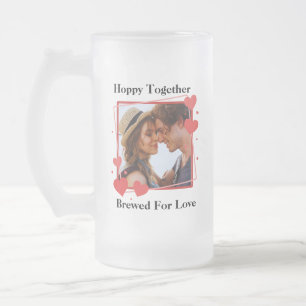 Caneca De Cerveja Vidro Jateado Hoppy Juntos Criou Foto De Casal De Amor