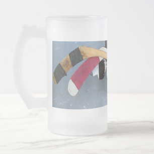 Caneca De Cerveja Vidro Jateado Hóquei