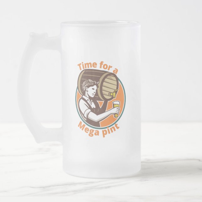 Caneca De Cerveja Vidro Jateado Hora de um megapint (Esquerda)