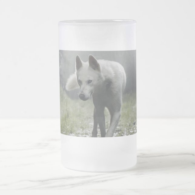 Caneca De Cerveja Vidro Jateado Husky Siberiano Branco (Centro)