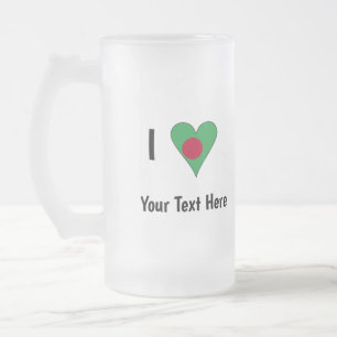 Caneca De Cerveja Vidro Jateado I (Bangladesh Flag Heart Love) Personalizado