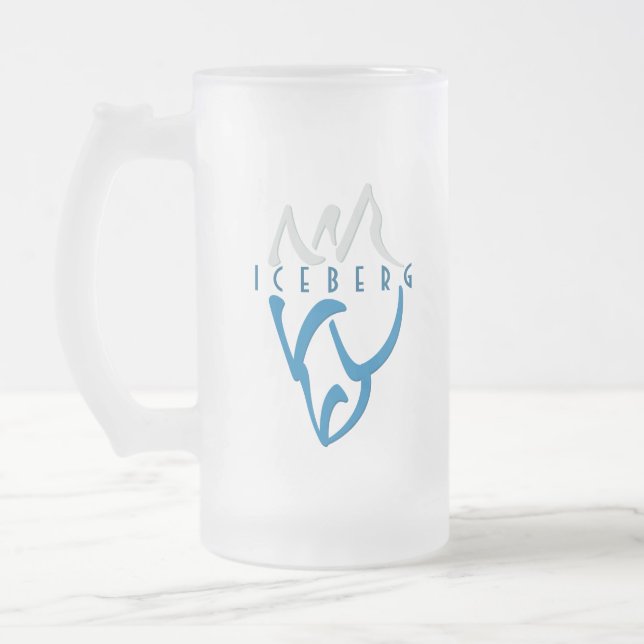 Caneca De Cerveja Vidro Jateado Iceberg Personalizado Azul de Arte (Esquerda)