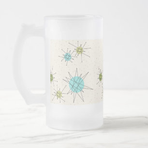 Caneca De Cerveja Vidro Jateado Icônica Atomic Starbursts Fosco