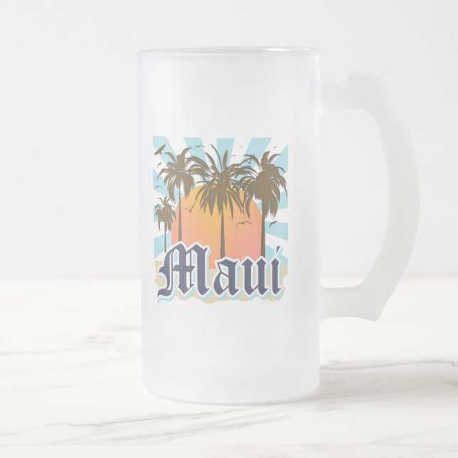 Caneca De Cerveja Vidro Jateado Ilha da lembrança de Maui Havaí (Direita)