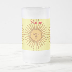 Caneca De Cerveja Vidro Jateado Ilustração de arte com face Sun Thunder_Cove