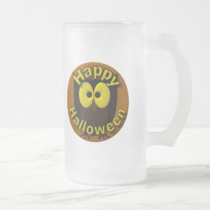 Caneca De Cerveja Vidro Jateado Imagem de Coruja