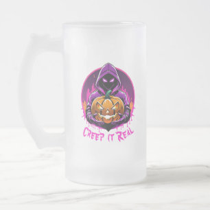 Caneca De Cerveja Vidro Jateado Imaginem o Halloween Real, Horror
