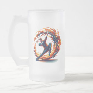 Caneca De Cerveja Vidro Jateado Incêndio Na Rua Bredance Com Energia Urbana
