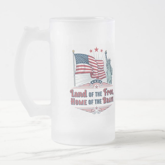 Caneca De Cerveja Vidro Jateado Independence Day - Statue of Liberty Mug (Esquerda)