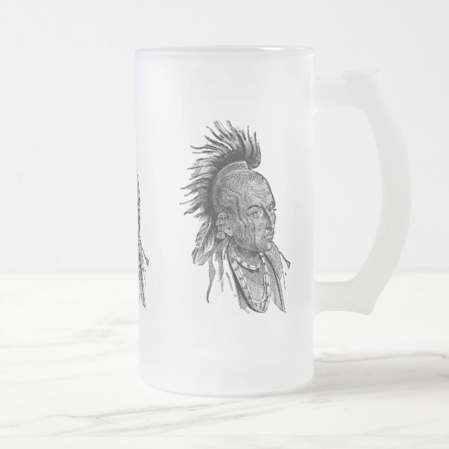 Caneca De Cerveja Vidro Jateado Índio americano (Direita)