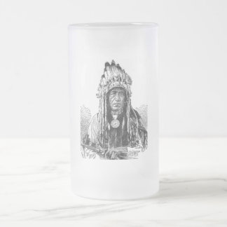 Caneca De Cerveja Vidro Jateado Índio americano