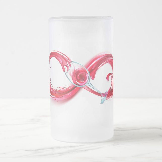 Caneca De Cerveja Vidro Jateado Infinidade com vinho tinto (Centro)
