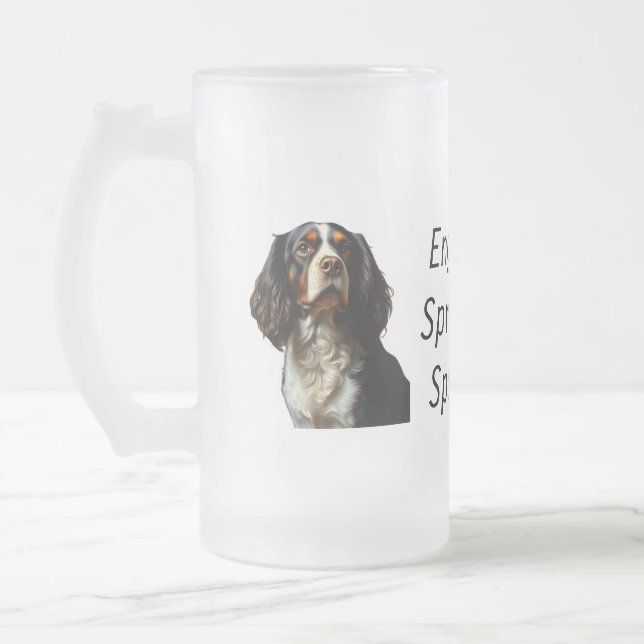 Caneca De Cerveja Vidro Jateado Inglês Springer Spaniel (Esquerda)