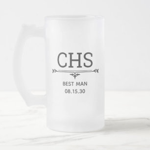 Caneca De Cerveja Vidro Jateado Iniciais do Padrinho