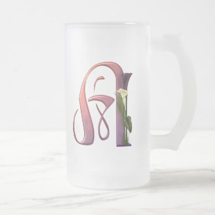 Caneca De Cerveja Vidro Jateado Inicial colorida A do Calla
