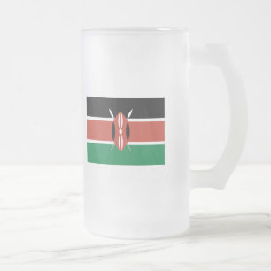 Caneca De Cerveja Vidro Jateado International da BANDEIRA de Kenya