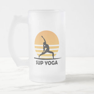 Caneca De Cerveja Vidro Jateado Ioga SUP Passa Para Cima