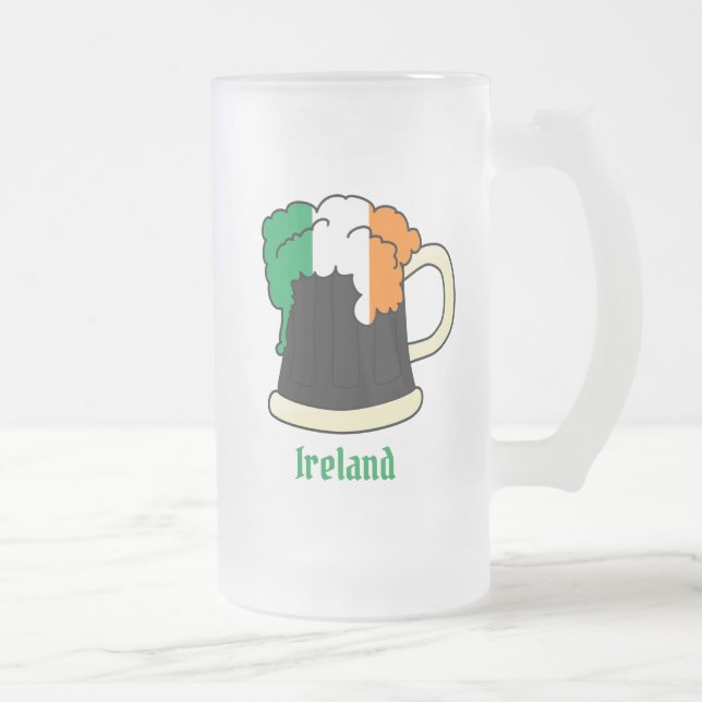 Caneca De Cerveja Vidro Jateado Irish Flag Beer (Direita)