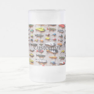 Caneca De Cerveja Vidro Jateado Isca de Pesca Clássica Thunder_Cove 