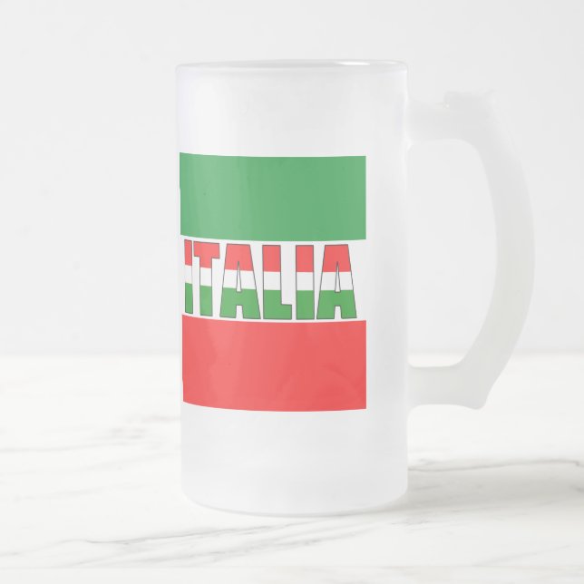 Caneca De Cerveja Vidro Jateado Italia-Bandeira de Italia (Direita)