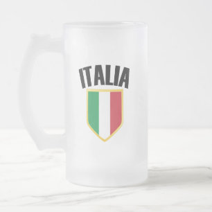 Caneca De Cerveja Vidro Jateado Italia Crest Itália Flag
