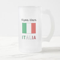 Itália e Bandeira Italiana com o Seu Nome