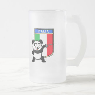 Caneca De Cerveja Vidro Jateado Itália Fencing Panda