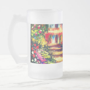 Caneca De Cerveja Vidro Jateado Jardim Monet em Giverny