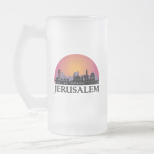 Caneca De Cerveja Vidro Jateado Jerusalém Skyline - Israel Viagem