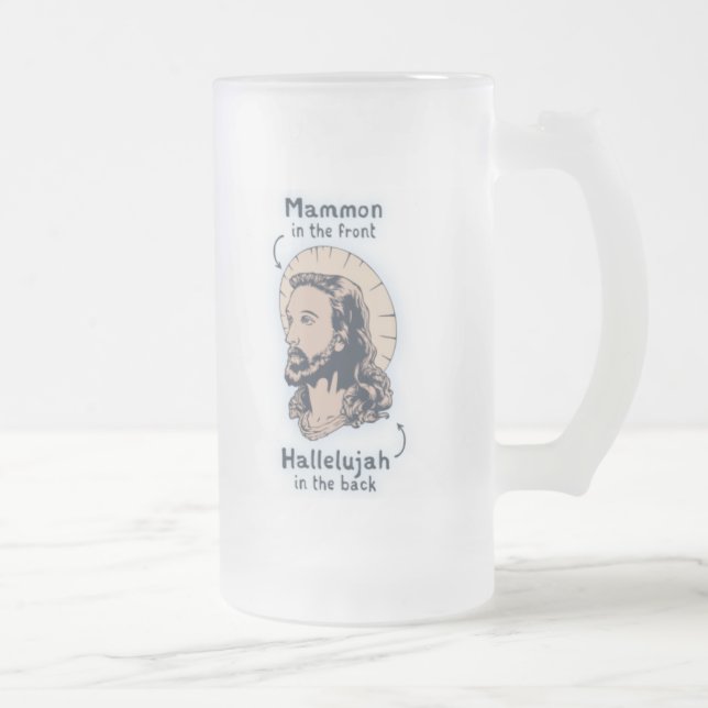 Caneca De Cerveja Vidro Jateado Jesus Mullet (Direita)