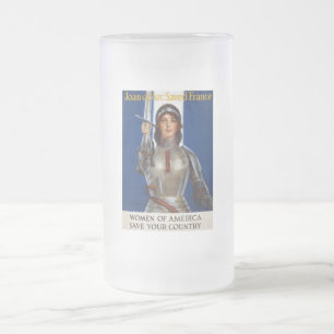 Caneca De Cerveja Vidro Jateado Joana d'Arc Heroína Francesa, Donzela de Orleans C