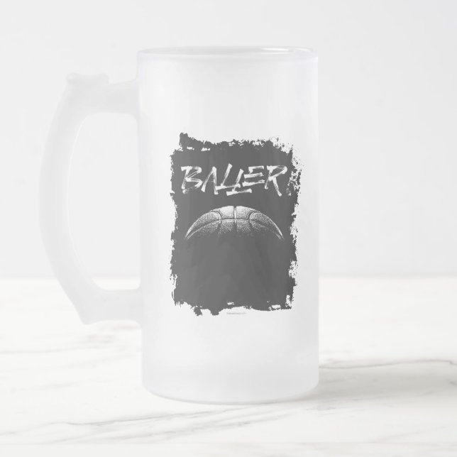 Caneca De Cerveja Vidro Jateado Jogador (basquete) (Esquerda)