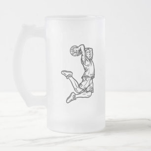 Caneca De Cerveja Vidro Jateado Jogador de Basquete Fazendo Design Escuro de Slam