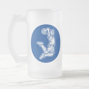 Caneca De Cerveja Vidro Jateado Jogador de Basquete Fazendo Design Luz de Slam Dun