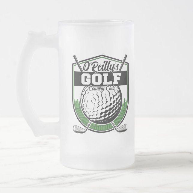 Caneca De Cerveja Vidro Jateado Jogador de Golfe Personalizado Pro Golf Country Cl (Esquerda)