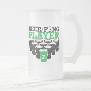 Caneca De Cerveja Vidro Jateado Jogador de Pong da cerveja