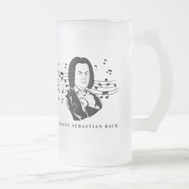 Caneca De Cerveja Vidro Jateado Johann Sebastian Bach Portrait e Bust com Notes (Direita)