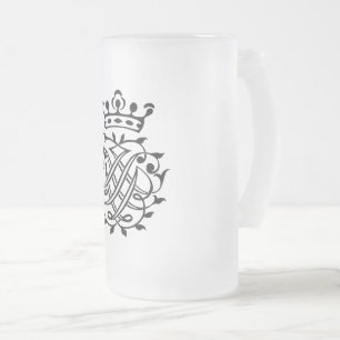 Caneca De Cerveja Vidro Jateado Johann Sebastian Bach Seal Crest Monograma Insigni