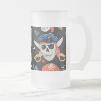 Caneca De Cerveja Vidro Jateado Jolly Roger Pirate Skull