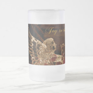 Caneca De Cerveja Vidro Jateado Joy do Natal do Anjo Cristal para o Mundo