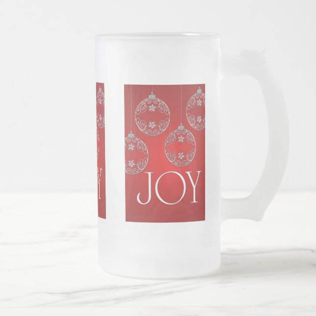 Caneca De Cerveja Vidro Jateado Joy Ornaments on ruby red elegant (Direita)