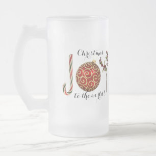Caneca De Cerveja Vidro Jateado Joy word art candi ornamento e sagrado