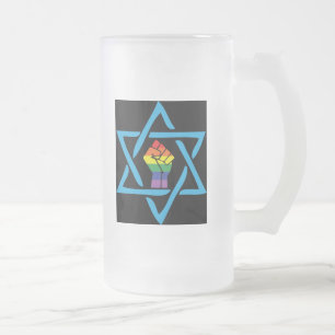 Caneca De Cerveja Vidro Jateado Judaico preto alegre