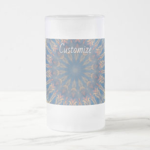 Caneca De Cerveja Vidro Jateado Kaleidoscópio Blue Chakra Thunder_Cove