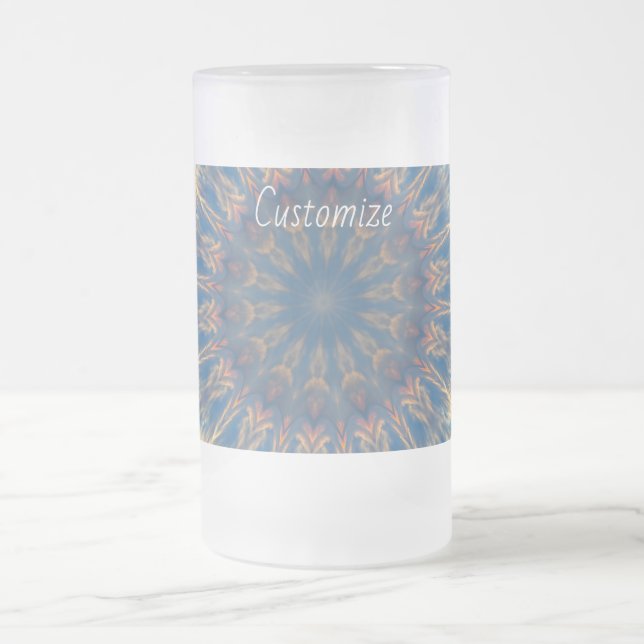Caneca De Cerveja Vidro Jateado Kaleidoscópio Blue Chakra Thunder_Cove (Centro)