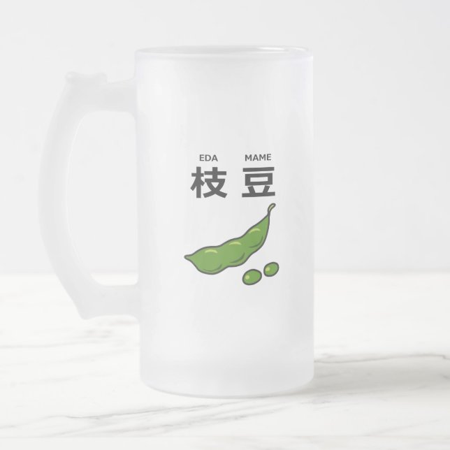 Caneca De Cerveja Vidro Jateado Kanji Edamame Japonês (Esquerda)