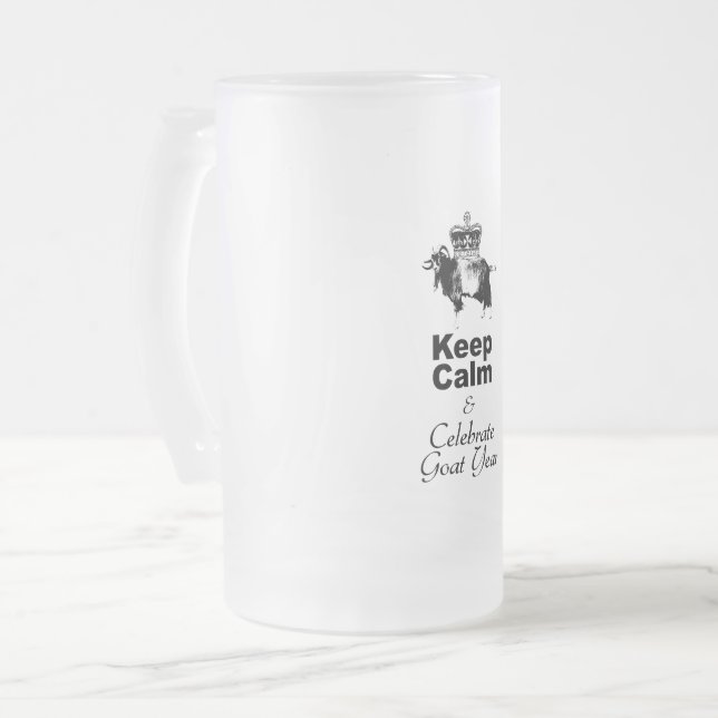 Caneca De Cerveja Vidro Jateado Keep Calm and Celebrate Goat year 2027 GBM (Frente Esquerda)